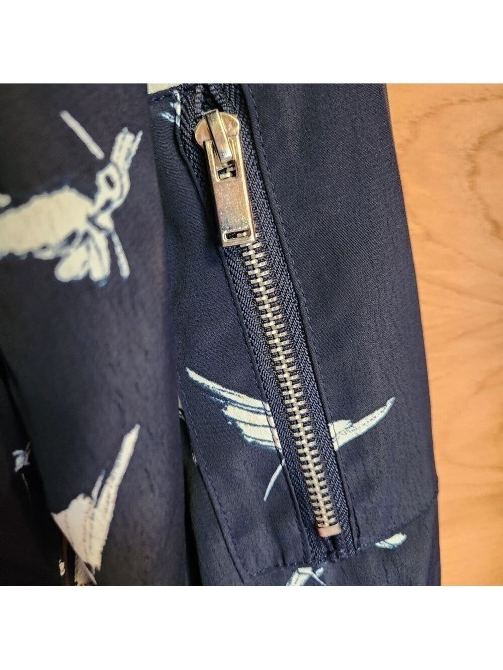 PHILOSOPHY NAVY BLUE HUMMINGBIRD PRINT LIGHTWEIGHT BOMBER JACKET NWT SMALL - Picture 5 of 8